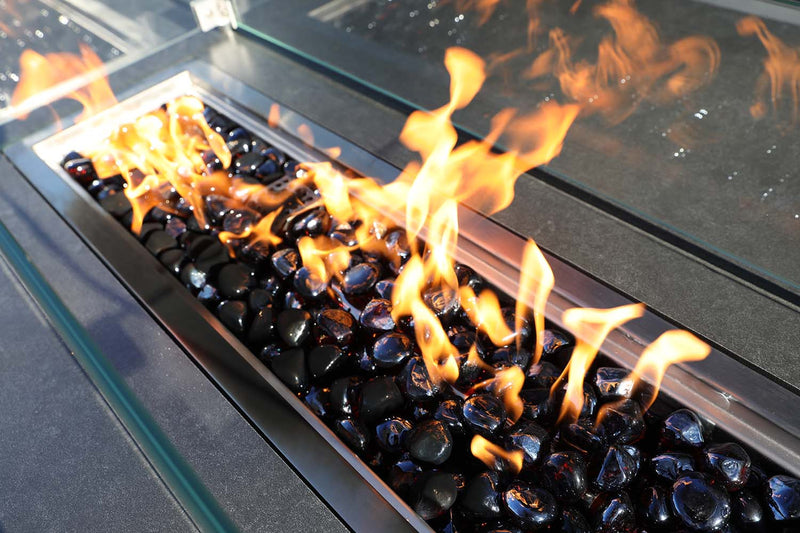 Supremo Melbury Rectangular Gas Firepit Casual Dining Set - Firepit 