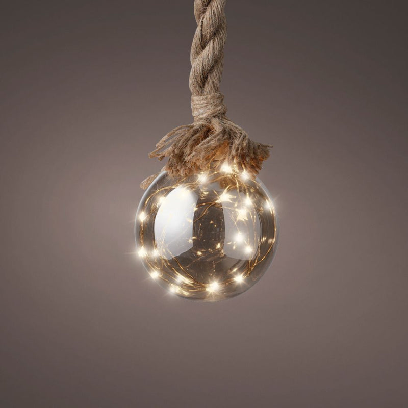 Micro Smokey LED Ball On Rope - Classic Warm