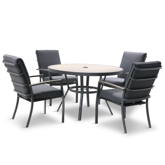 LG Outdoor Monza 4 Seat Dining Set With 2.5m Parasol