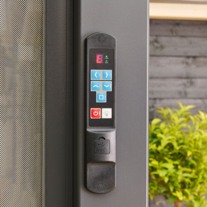 Norfolk Leisure Royce Cube Lite (Nexus) Grey Pergola with Solar LED Lights + 3 Screens