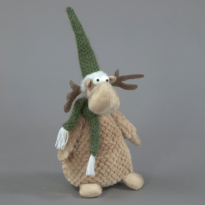 Snowtime 41cm Plush Reindeer With Green Hat