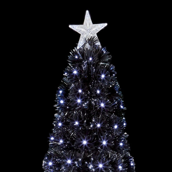Premier 1.8m Black Slim Christmas Tree With White LEDs & Fibre Optics