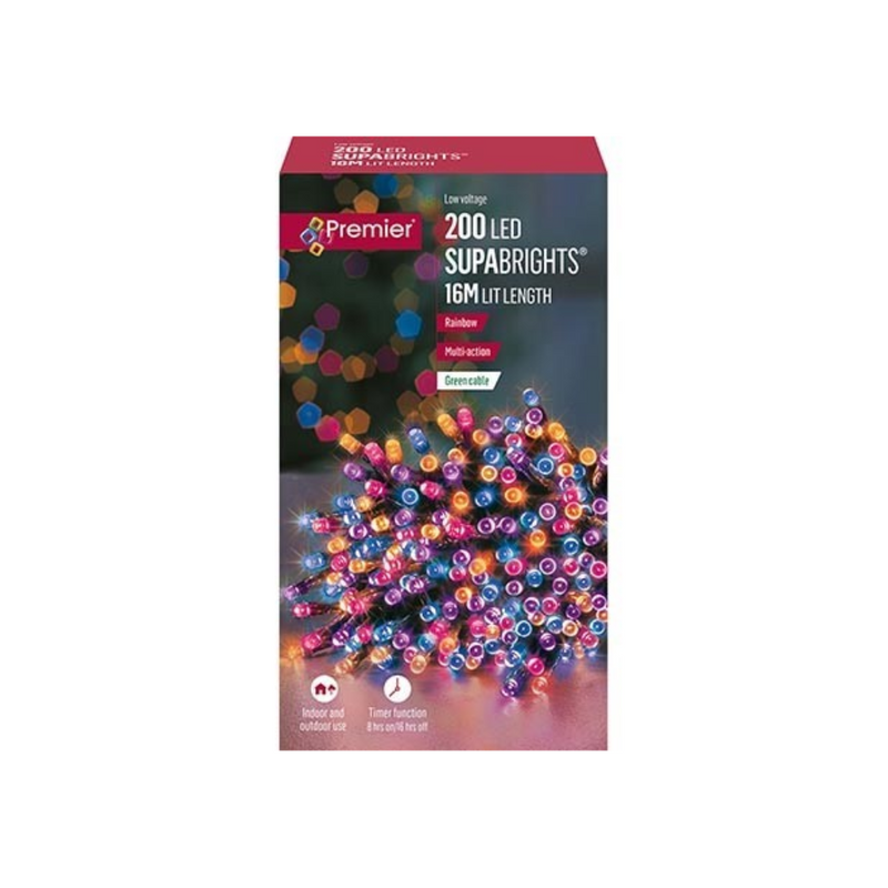 Premier Plug In Christmas Lights (Mains Powered) – Rainbow LED String Lights