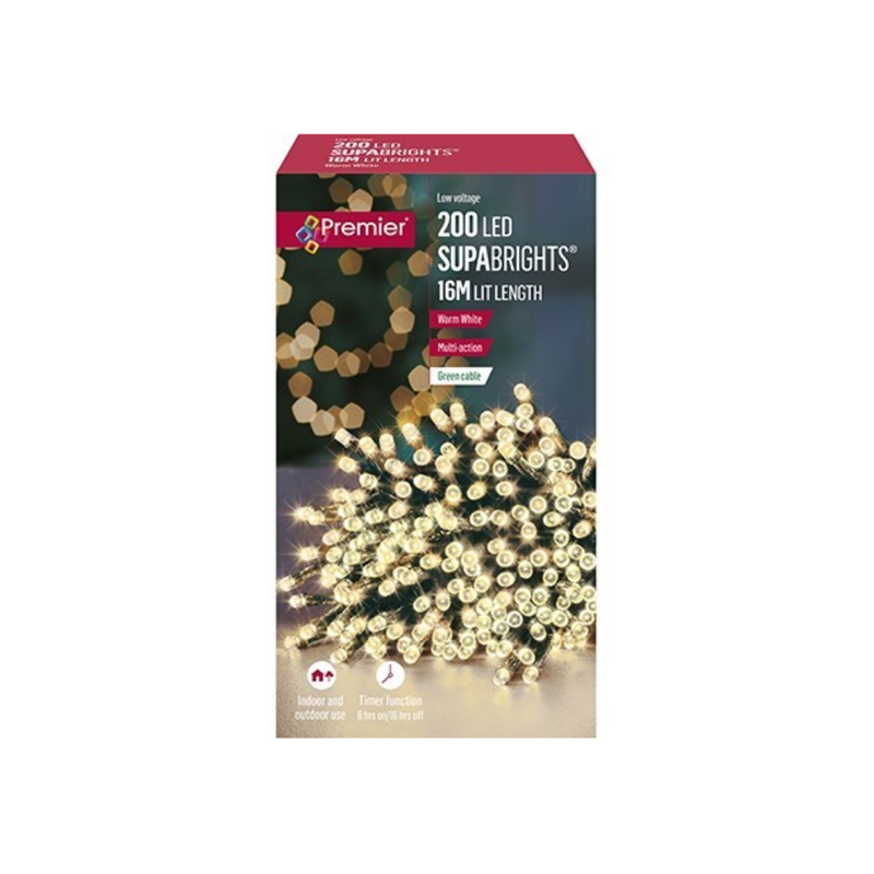 Premier Plug In Christmas Lights (Mains Powered) – Warm White LED String Lights