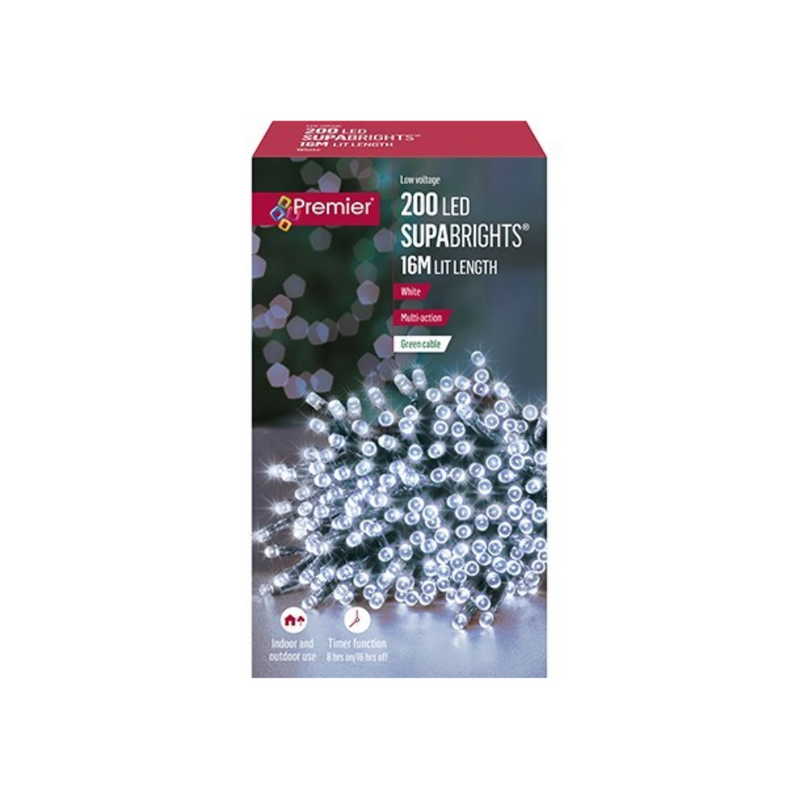 Premier Plug In Christmas Lights (Mains Powered) – Cool White LED String Lights