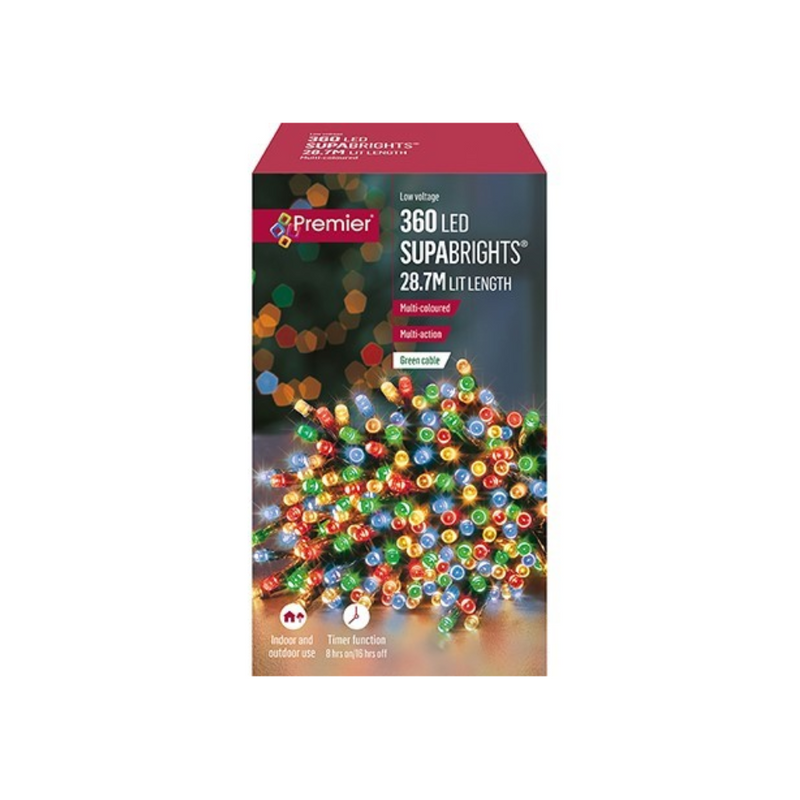 Premier Plug In Christmas Lights (Mains Powered) – Multicolour LED String Lights