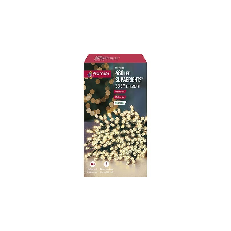 Premier Plug In Christmas Lights (Mains Powered) – Warm White LED String Lights