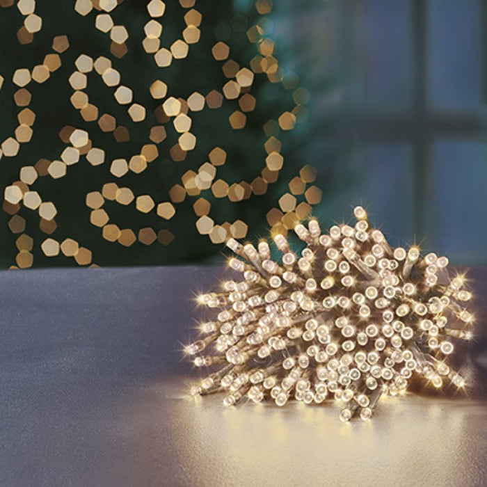 Premier Battery Operated Christmas Lights – Warm White LED String Lights – Clear Cable