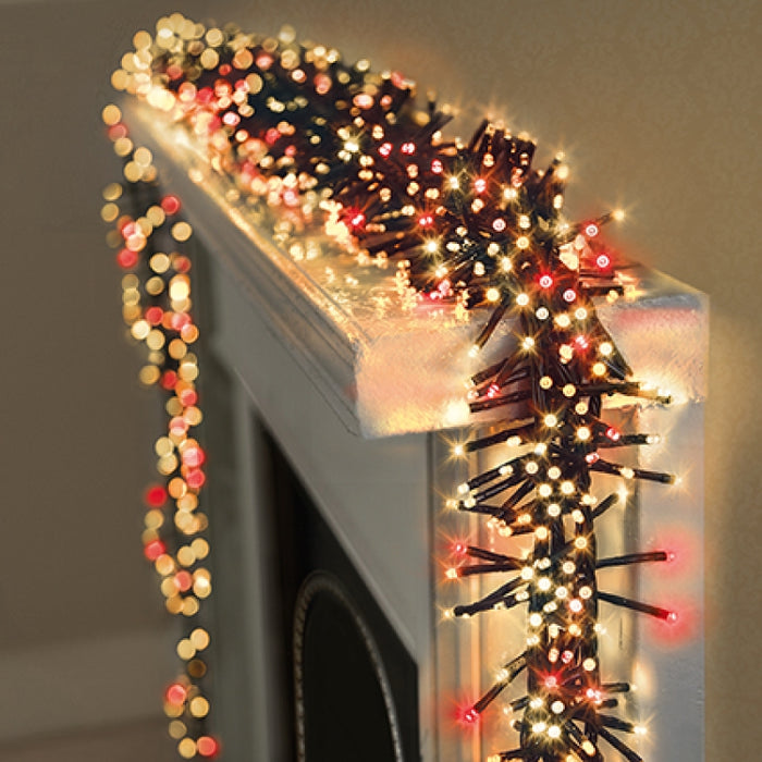Premier Plug In Christmas Lights (Mains Powered) – Red/Warm White LED Cluster String Lights