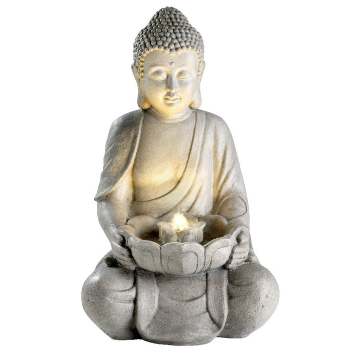 Lumineo Sitting Buddha Grey 71cm Water Feature