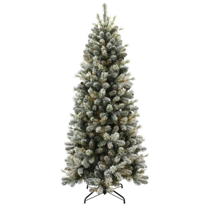 Puleo Slim Snowy Pine Cone 7.5ft Artificial Christmas Tree