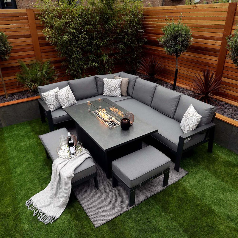 Supremo Melbury Rectangular Gas Firepit Casual Dining Set
