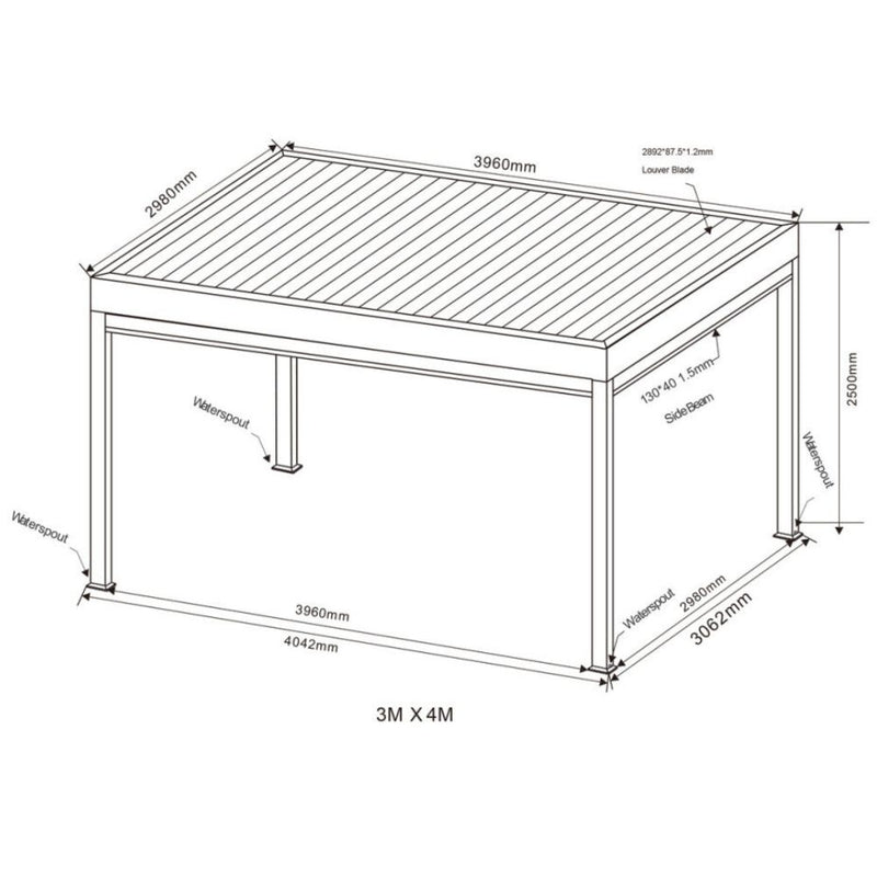 Supremo Belfort 3m x 4m Pergola w/LED's & Screens