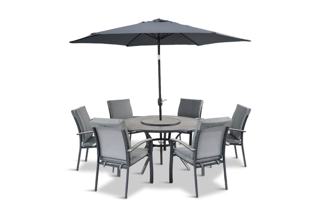 Turin 6 Seat Dining Set with 3m Parasol