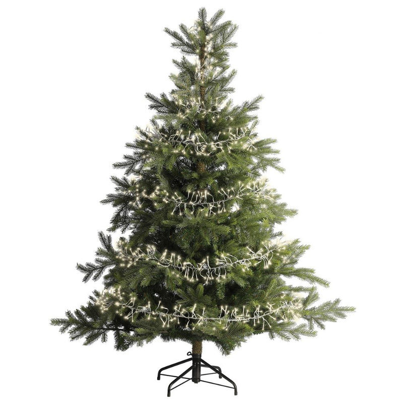 Lumineo Plug In Christmas Lights (Mains Powered) – Warm White LED Cluster String Lights - Clear Cable