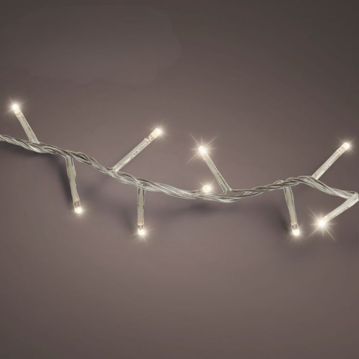 Lumineo Plug In Christmas Lights (Mains Powered) – Warm White LED String Lights - Clear Cable