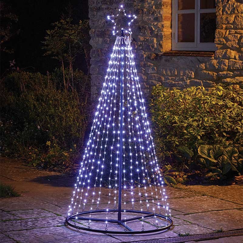 2.1m Pyramid Twinkle Tree - Warm/Cool White