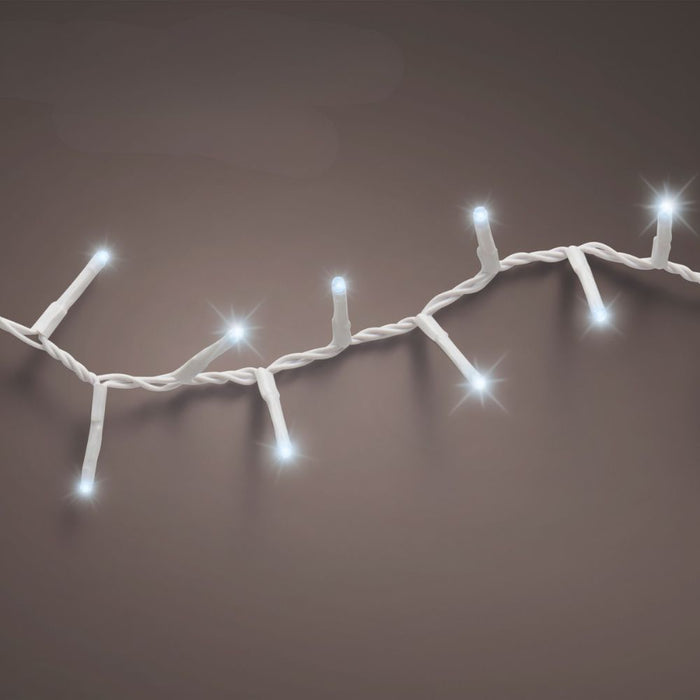 Lumineo Plug In Christmas Lights (Mains Powered) - 1000 Cool White LED String Lights Cool White - White Cable