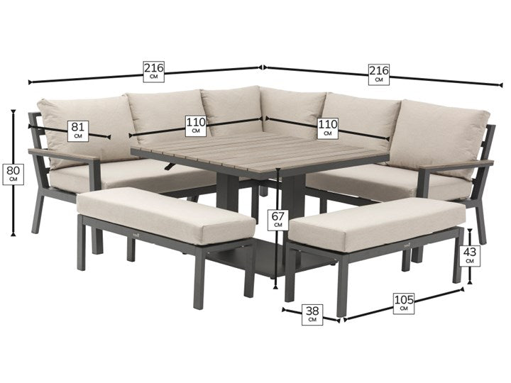 Bramblecrest Zurich Modular Sofa with Adjustable Table